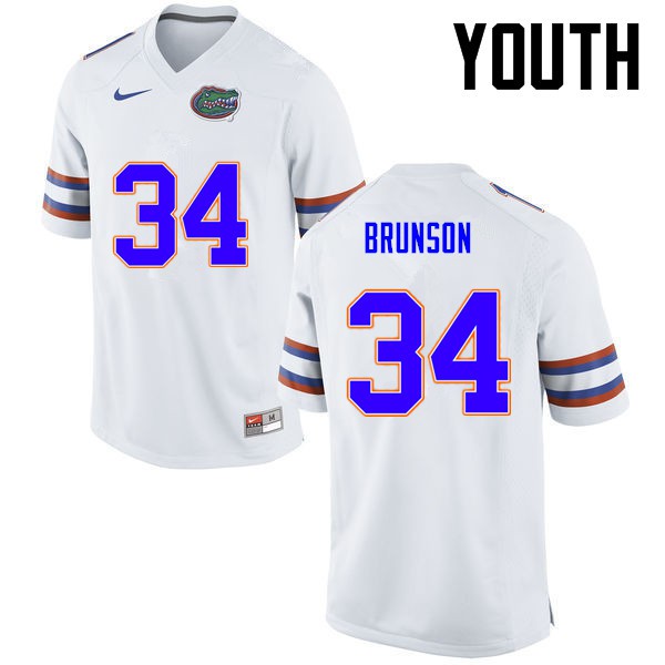 Florida Gators Youth #34 Lacedrick Brunson College Football White